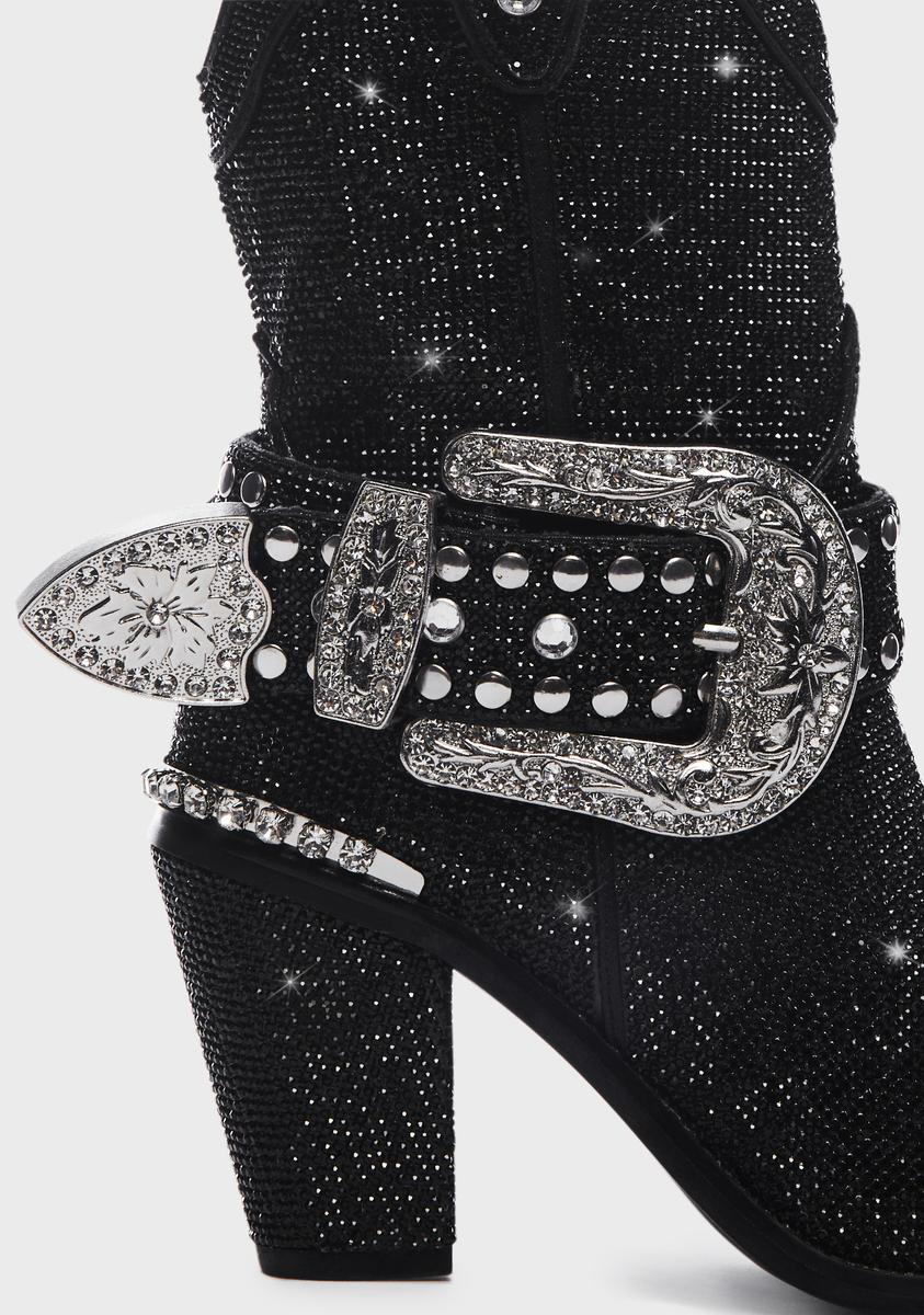 Club Exx Sheriff Shine Cowboy Boots Black