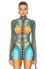 Jean Paul Gaultier - High Neck Long Sleeve Top & The Blue dot-print mini skirt