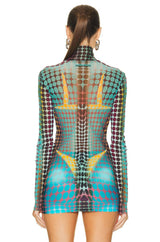 Jean Paul Gaultier - High Neck Long Sleeve Top & The Blue dot-print mini skirt