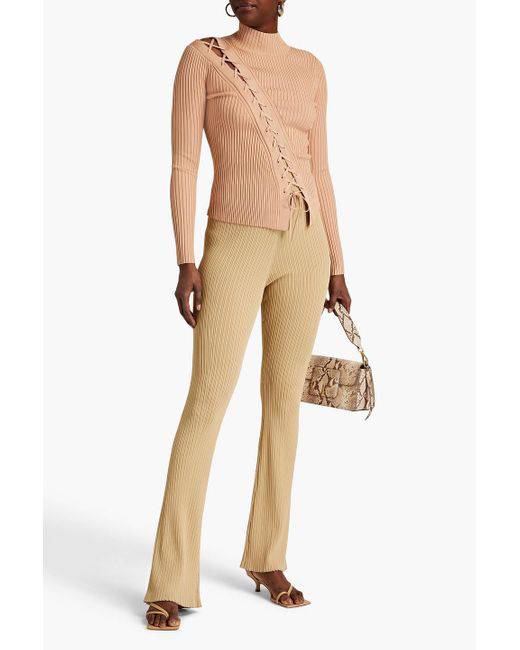 Jonathan Simkhai - Brooke Compact Rib Lace-Up Turtleneck Top