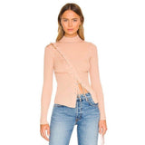 Jonathan Simkhai - Brooke Compact Rib Lace-Up Turtleneck Top