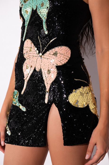 AKIRA Label - Mariposa Sequin Mini Dress