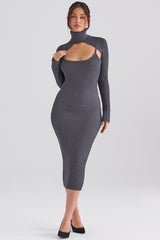 House of CB - Meliora Charcoal Knit Midi Dress