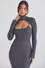 House of CB - Meliora Charcoal Knit Midi Dress