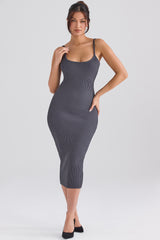 House of CB - Meliora Charcoal Knit Midi Dress