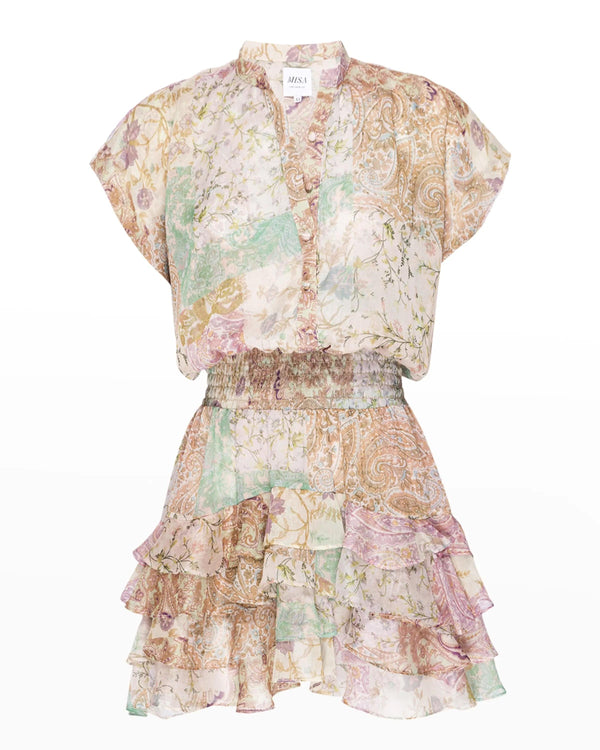 MISA - Evie Smocked Mini Chiffon Dress