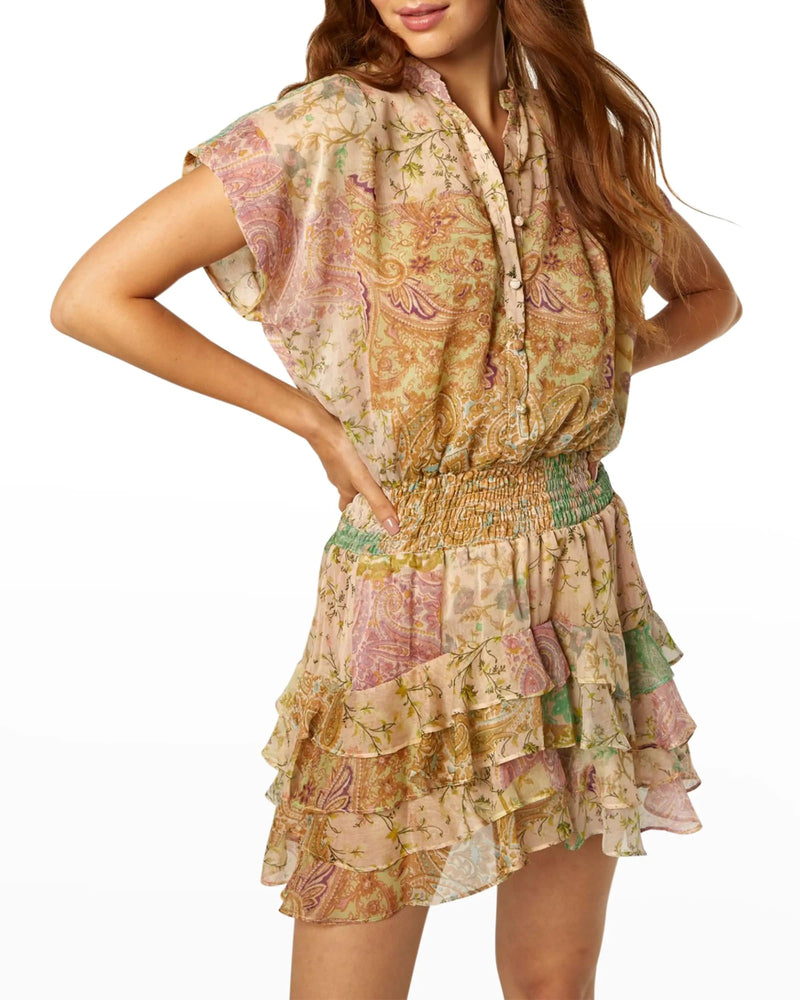 MISA - Evie Smocked Mini Chiffon Dress