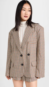 Moon River - Moon River Plaid Blazer And Skirt Set