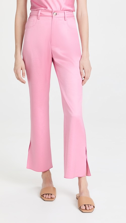 Nanushka - Vaeda Cropped Satin Flared Pants In Pink