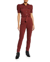 Retrofete - Merlot Tori Belted Denim Jumpsuit