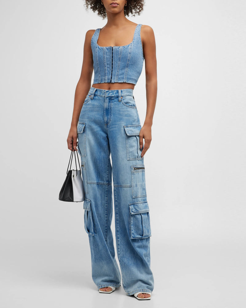 Alice + Olivia - Cay Baggy Denim Cargo Pants