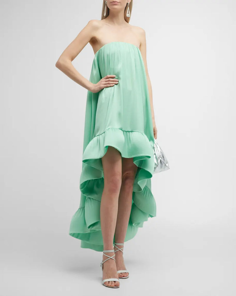 ALEXIS - Alfi Strapless High-Low Ruffle-Hem Dress