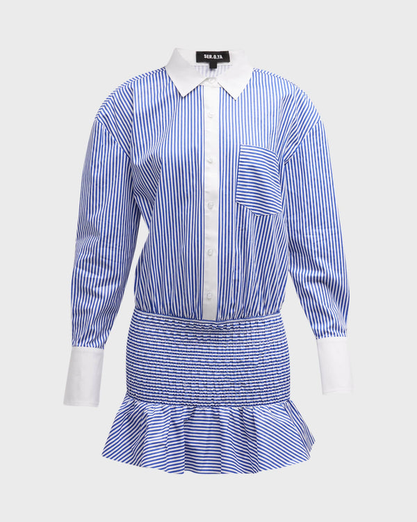 SER.O.YA - Lexi Pinstripe Smocked Mini Dress
