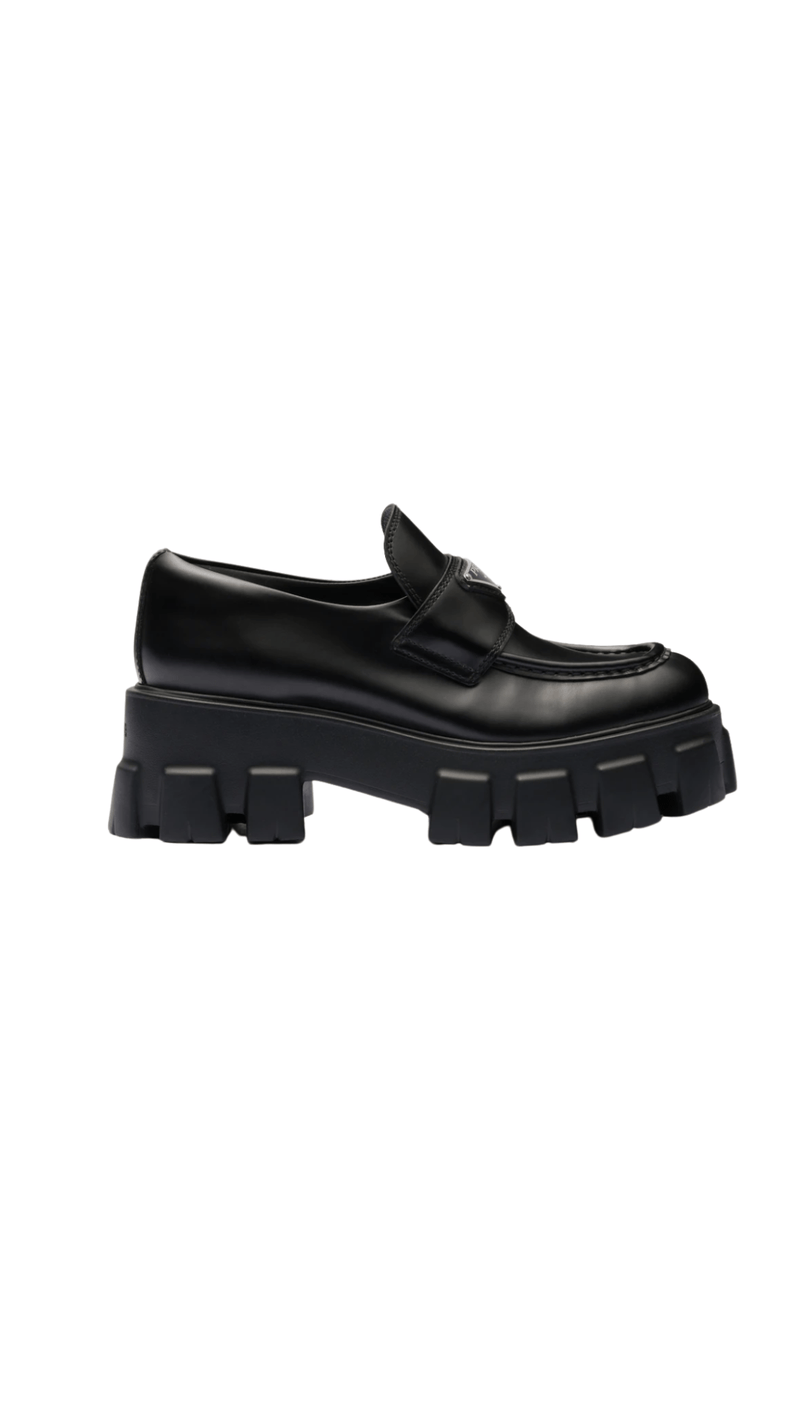 Prada - Brushed leather Monolith loafers