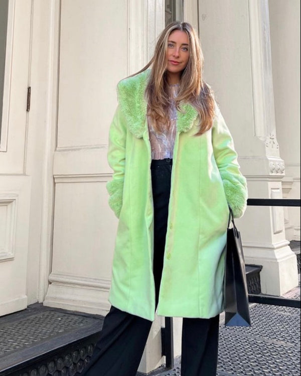 Unknown - Fur Trim Green Coat