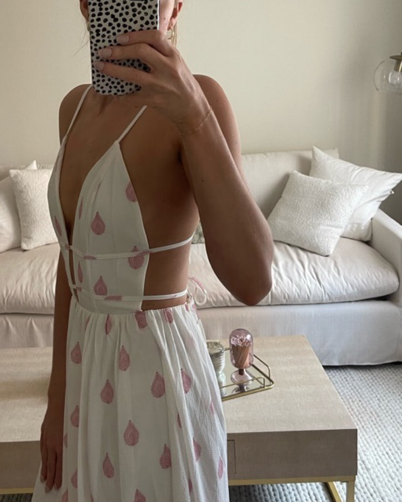 Sabo - White Pink Maxi Dress