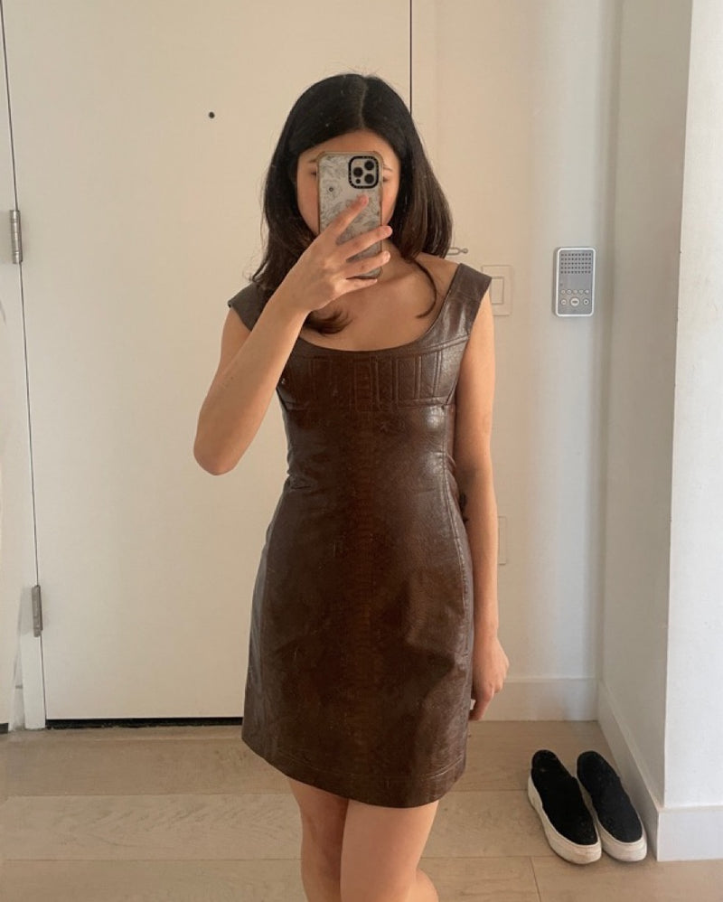 Miaou - Brown Vivi Faux-Leather Mini dress