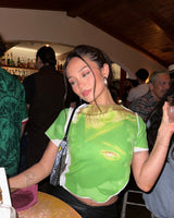 1X Blue - Green Polyester Top
