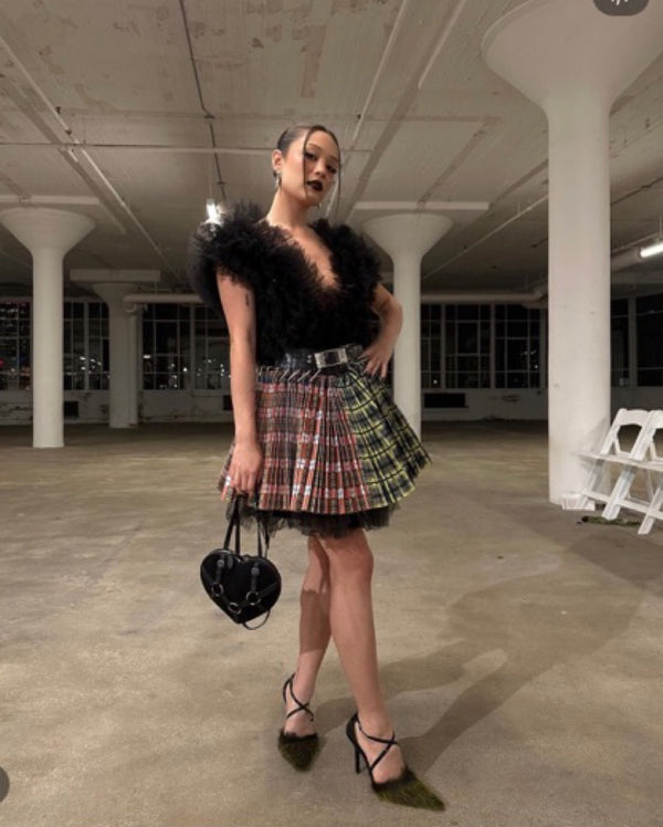 Chopova Lowena - Mini Plaid-Print Pleated Skirt
