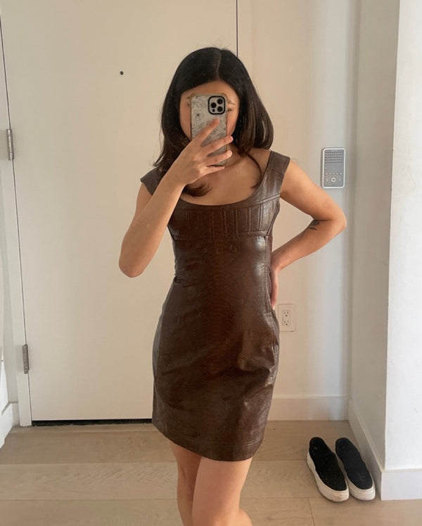 Miaou - Brown Vivi Faux-Leather Mini dress