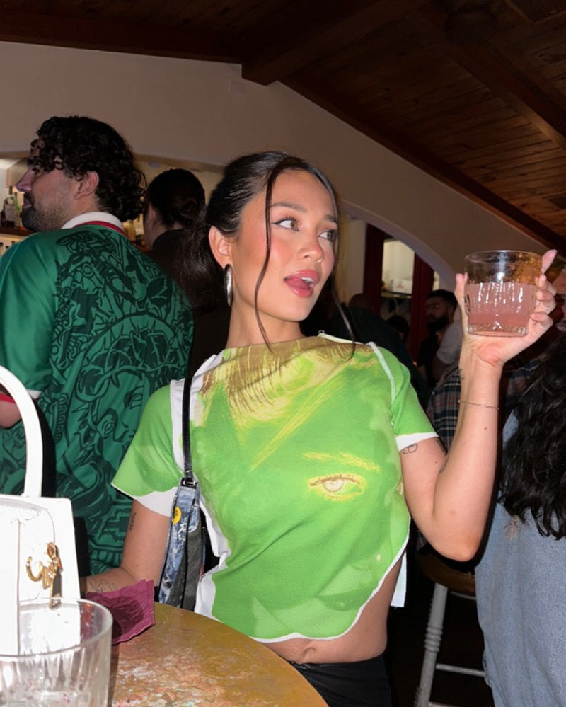 1X Blue - Green Polyester Top