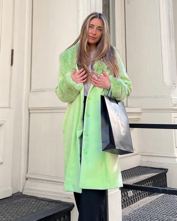 Unknown - Fur Trim Green Coat