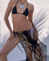 1X Blue - Printed Butterfly Sarong Skirt