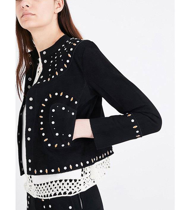Sandro - Embellished Suede Jacket