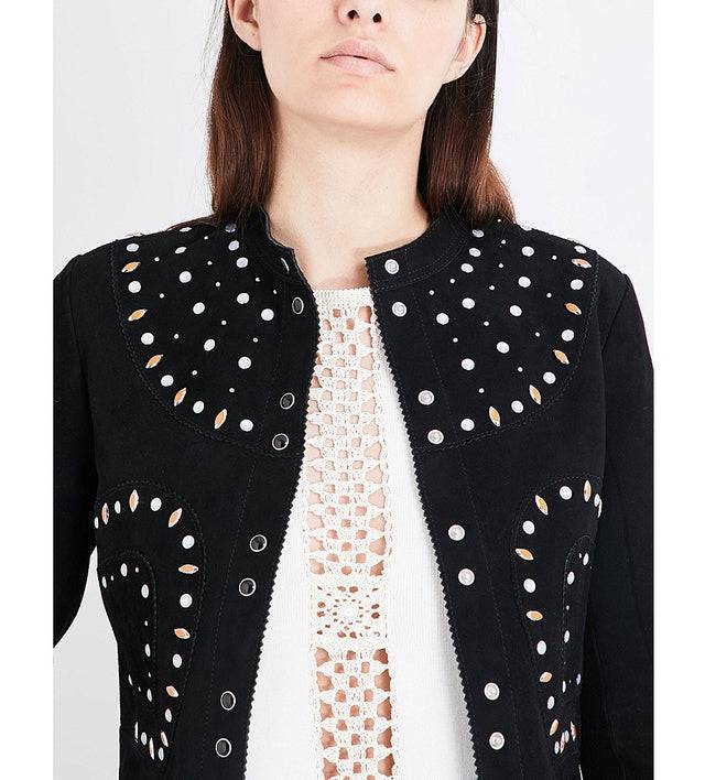 Sandro - Embellished Suede Jacket