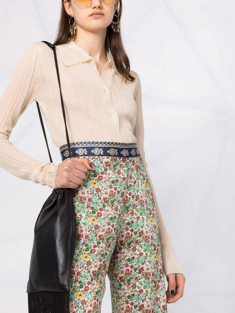 Sandro - Floral-print satin-twill flared pants