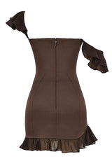 House of CB - Dionne Ruffle Dress in Brown