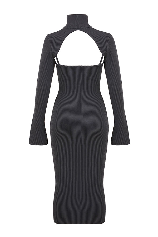 House of CB - Meliora Charcoal Knit Midi Dress