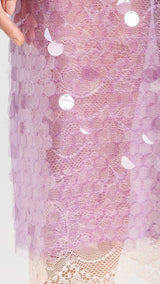 Helena Lace Trimmed Sequined Skirt