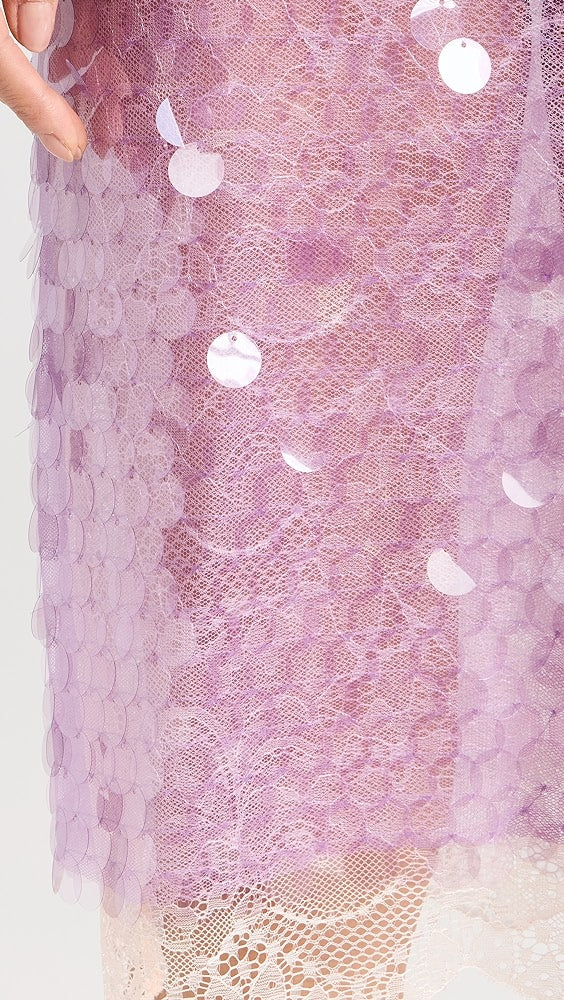 Helena Lace Trimmed Sequined Skirt