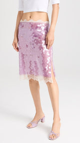 Helena Lace Trimmed Sequined Skirt