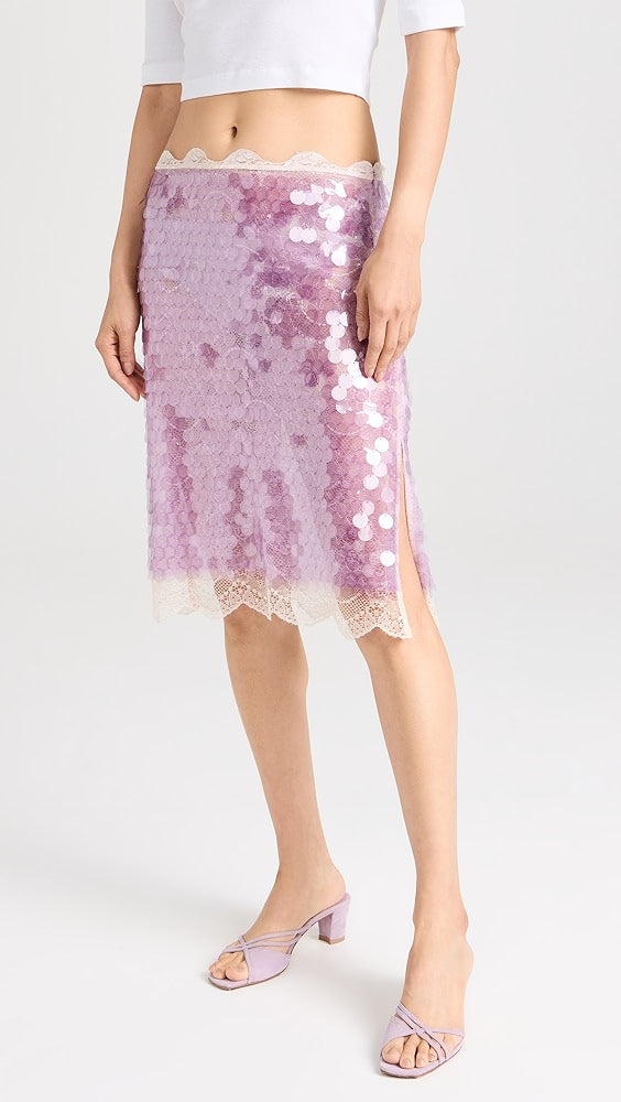 Helena Lace Trimmed Sequined Skirt
