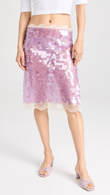 Helena Lace Trimmed Sequined Skirt