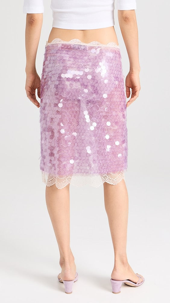 Helena Lace Trimmed Sequined Skirt