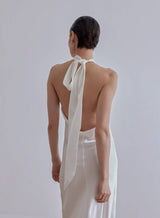 Silk Maison - French Bow Halterneck Silk Maxi Dress