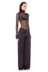 Sami Miro - Waist Trouser in Black Raw Denim