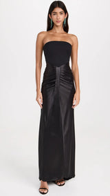 STAUD - Strapless Draped Satin Gown