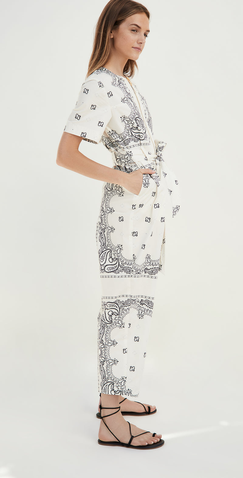 Tory Burch - Tory Burch Printed Poplin Jumpsuit