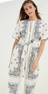 Tory Burch - Tory Burch Printed Poplin Jumpsuit