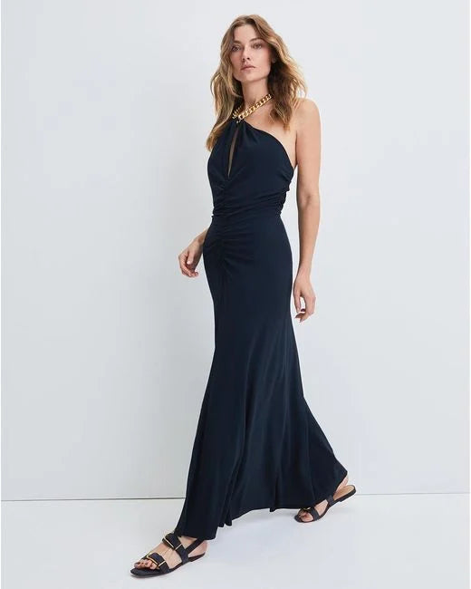 Veronica Beard - Women's Blue Reze Chain-link Halter Dress