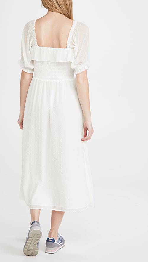 WAYF - Smocked Midi Dress in Ivory