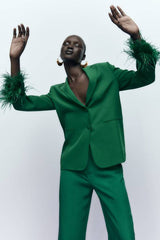 Zara - Green Feather Blazer