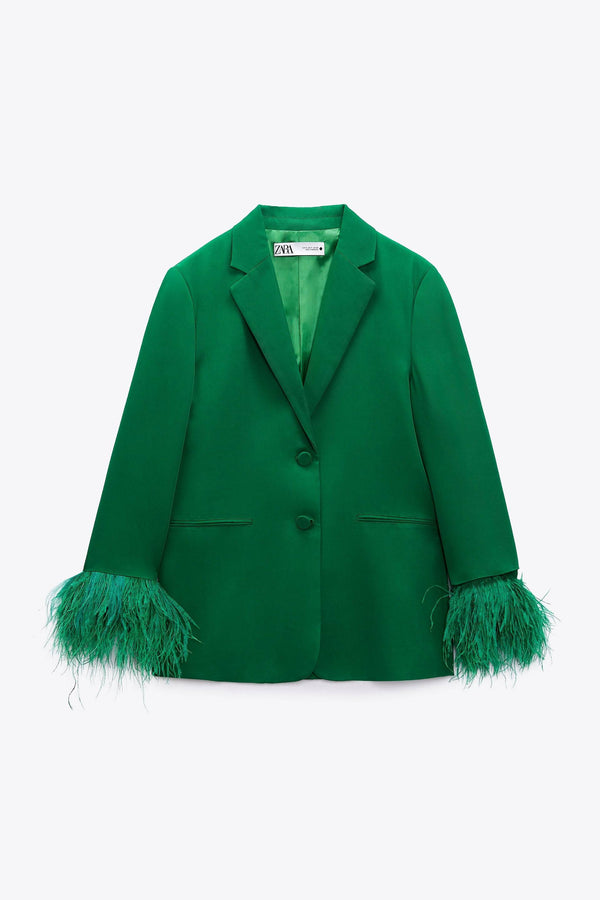 Zara - Green Feather Blazer