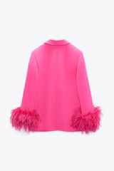 Zara - STRAIGHT CUT PiNK FEATHER BLAZER