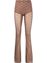 KNWLS -Brown Polyester Mini Dress & argyle-print flared trousers set