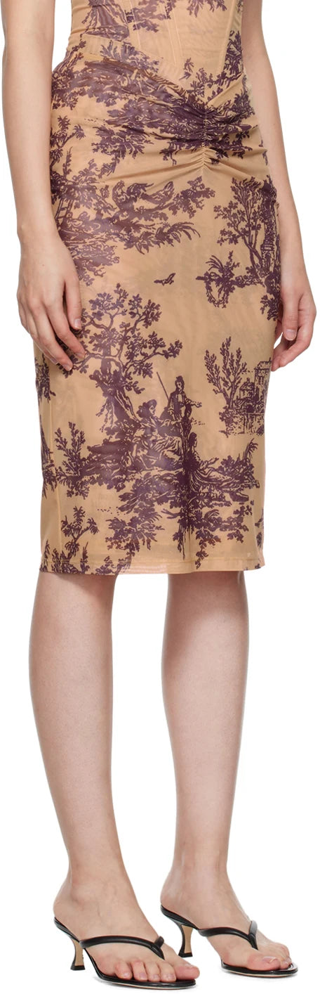 Miaou -Beige Preston Midi Skirt